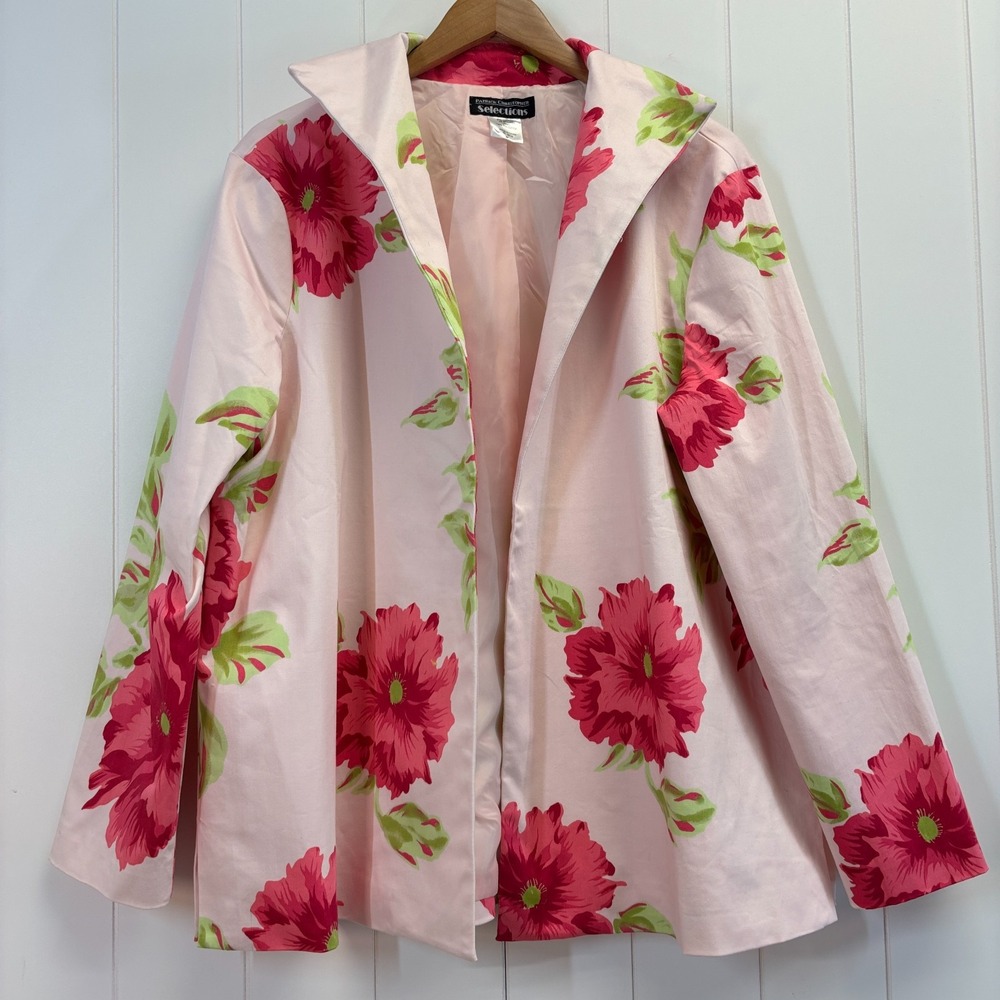 Patrick Christopher Selections Womens Old Money Floral Open Jacket Size 2X PInk